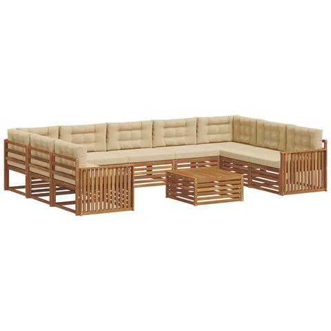 Set divani 10 pcs Naturale e Beige Legno di Acacia Massello - Foto 1