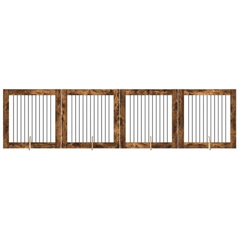 Cancello per cani con supporti 4 pcs Rovere Fumo 100 x 100 cm - Foto 1