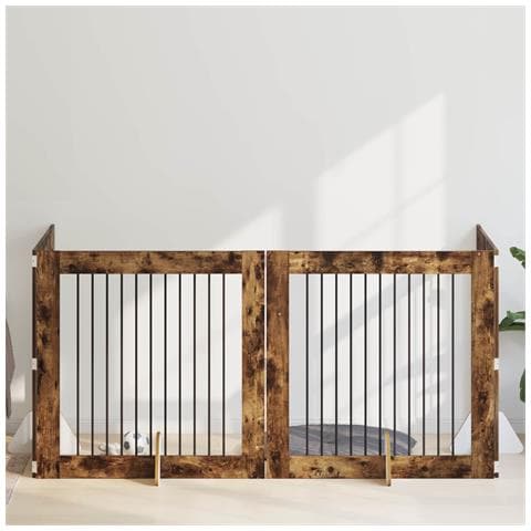 Cancello per cani con supporti 4 pcs Rovere Fumo 100 x 100 cm - Foto 2