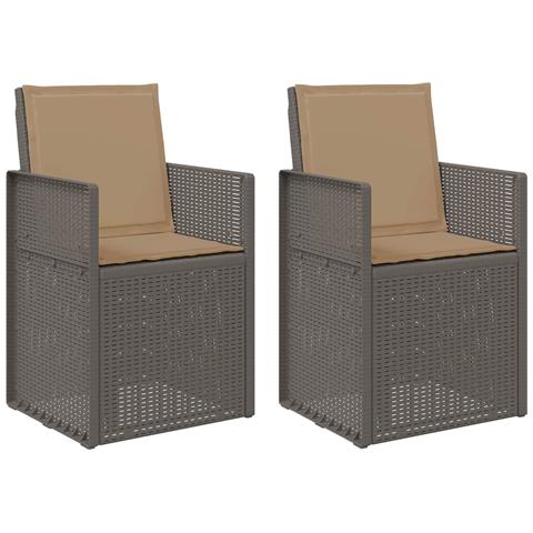 Sedie da pranzo da giardino 2 pcs Grigio chiaro e Tortora PP - Foto 1