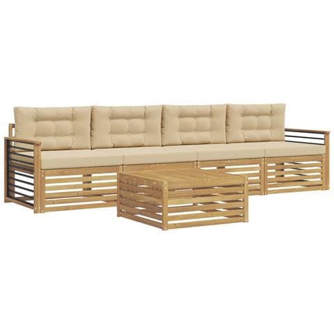 Set di divani da esterno con cuscino 5 pcs Bianco e Beige - Foto 1