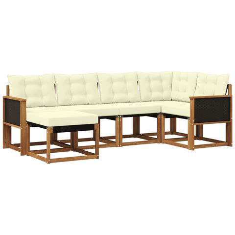 Set di divani da esterno con cuscino 6 pcs Naturale e Crema - Foto 1