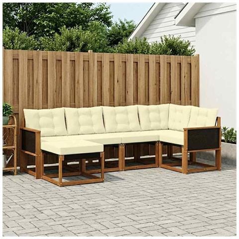 Set di divani da esterno con cuscino 6 pcs Naturale e Crema - Foto 2