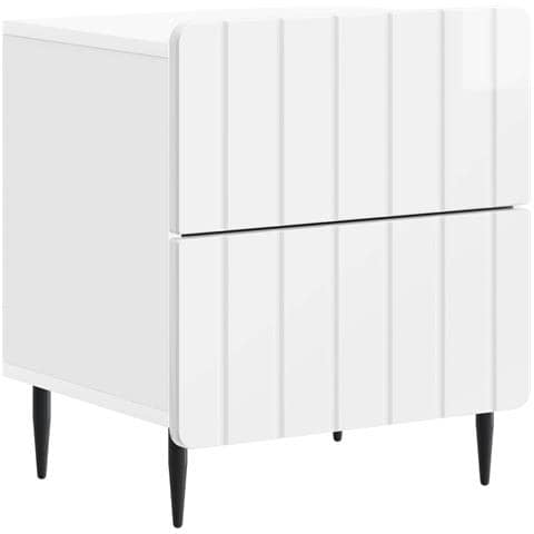 Armadio da Notte con cassetto Bianco Lucido 43 x 34,5 x 49,5 cm - Foto 1