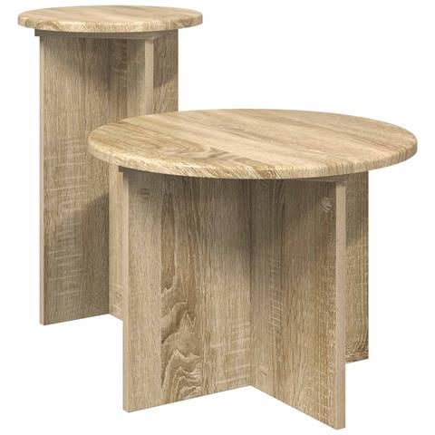 Set tavolini 2 pcs Rovere Sonoma Legno ingegnerizzato - Foto 1
