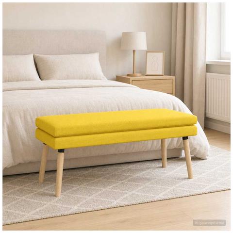 Panchina a doppio strato Giallo Chiaro 110 x 40 x 47 cm Tessuto - Foto 2