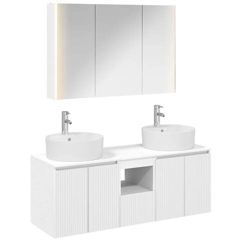 Set di Armadi da Bagno 4 pcs Bianco Legno ingegnerizzato - Foto 1