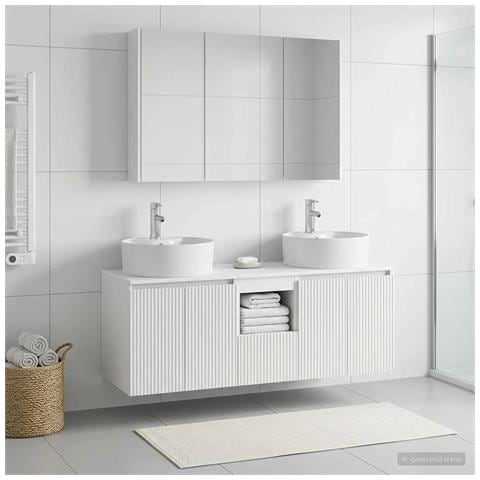 Set di Armadi da Bagno 4 pcs Bianco Legno ingegnerizzato - Foto 2