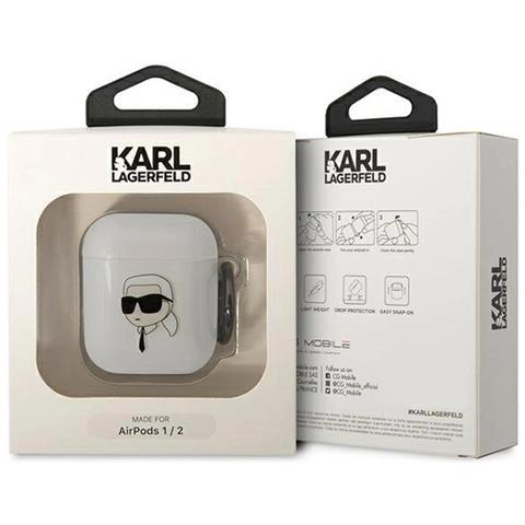 Karl Lagerfeld Kla2hniktct Airpods 1/2 Custodia Trasparente Testa Di Karl - Foto 1