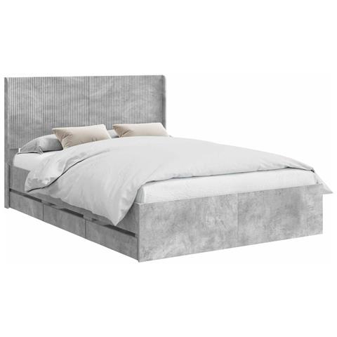 Struttura del letto con stoccaggio e testata Grigio Cemento - Foto 1