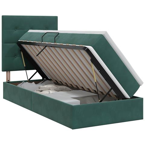 Letto con contenitore e materasso Verde Scuro 100 x 200 cm - Foto 1