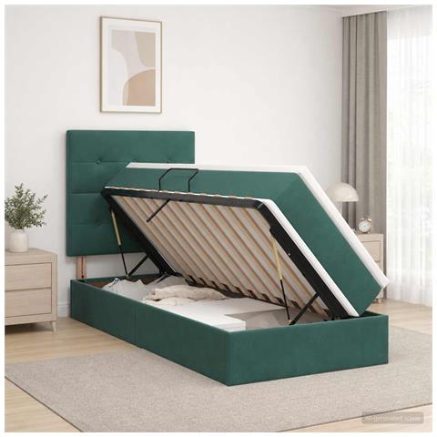 Letto con contenitore e materasso Verde Scuro 100 x 200 cm - Foto 2