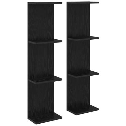 Scaffale da parete 2 pz Rovere Nero 25 x 15 x 100 cm - Foto 1