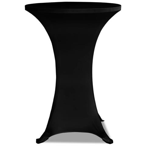 Copritavolo Ø 60 Cm Nero Tessuto Elasticizzato 2 Pezzi - Foto 2