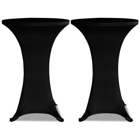 Copritavolo Ø 60 Cm Nero Tessuto Elasticizzato 2 Pezzi - Foto 1