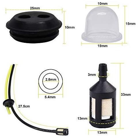 5pcs Strimmer Fuel Tubo Universale Grass Trimmer Linea Combustibile Tagliaerbe Tubo Carburante Tubo Benzina Strimmer Filtro Del Carburante Per Decespugliatori Parti Di Ricambio Con 2pcs Filtro Dellaria Del Combustibile Primer Bulb - Foto 2