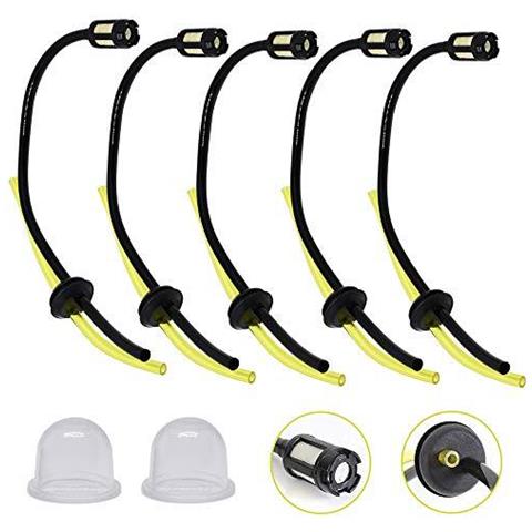 5pcs Strimmer Fuel Tubo Universale Grass Trimmer Linea Combustibile Tagliaerbe Tubo Carburante Tubo Benzina Strimmer Filtro Del Carburante Per Decespugliatori Parti Di Ricambio Con 2pcs Filtro Dellaria Del Combustibile Primer Bulb - Foto 1