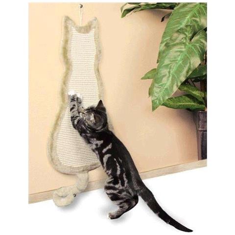 Tiragraffi In Sisal A Forma Di Gatto Da Appendere - Colore Beige - Foto 1