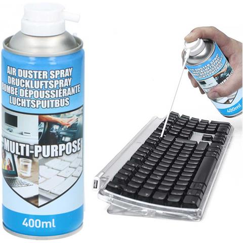 Bomboletta Aria Compressa Air Duster Pulizia Polvere Tastiera Pc Computer 400ml - Foto 1