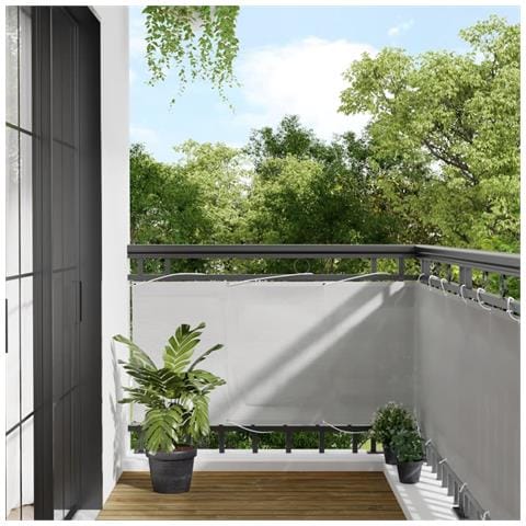 Paravento Balcone Grigio Chiaro 75x300cm 100% Poliestere Oxford - Foto 1