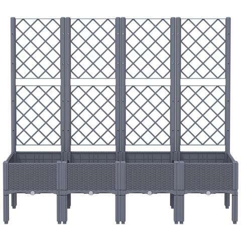 Fioriera Da Giardino Con Traliccio Grigia 160x40x142 Cm In Pp - Foto 3