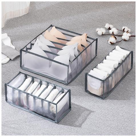 Organizer Pieghevole Per Cassetti Vestiti Per Biancheria Intima, Reggiseni, Calzini, Confezione Da 4 Gray - Foto 3