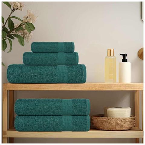 Set Asciugamani 6 Pz Verde Mela 360 Gsm 100% Cotone - Foto 3