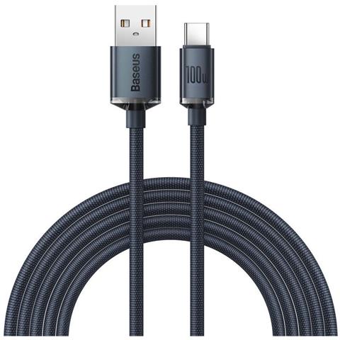 Cavo Di Ricarica E Sincronizzazione Da Usb-c A Usb-a Serie 100w Crystal Shine 2 M, Nero - Foto 1