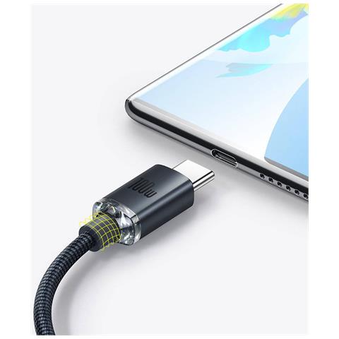 Cavo Di Ricarica E Sincronizzazione Da Usb-c A Usb-a Serie 100w Crystal Shine 2 M, Nero - Foto 5