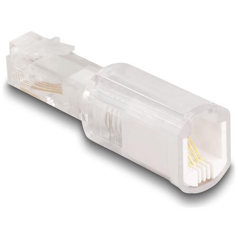 Cavo telefonico Adattatore antitorsione da RJ10 maschio per RJ10 femmina trasparente / bianco - Foto 2