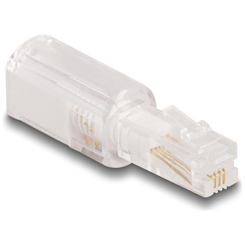 Cavo telefonico Adattatore antitorsione da RJ10 maschio per RJ10 femmina trasparente / bianco - Foto 1