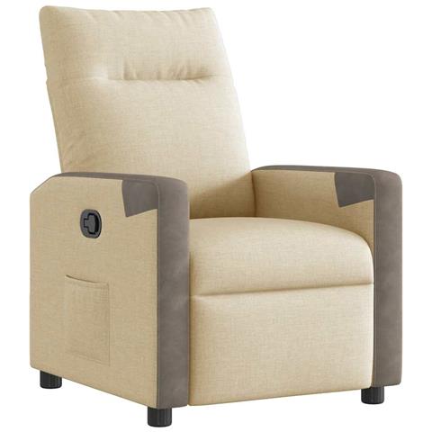 Poltrona Reclinabile In Tessuto Crema - Foto 2