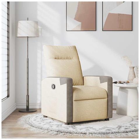 Poltrona Reclinabile In Tessuto Crema - Foto 1