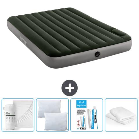 Set Materassino Gonfiabile - 203x152x25 Cm - Verde - Include Accessori Coordinati - Foto 1