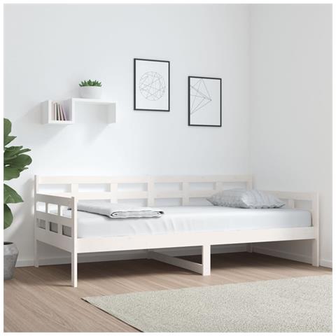 Dormeuse Bianca In Legno Massello Di Pino 90x190 Cm - Foto 8