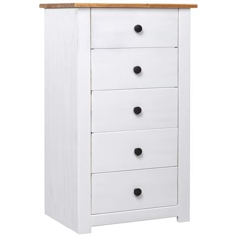 Credenza Bianca 46x40x89 Cm In Legno Massello Di Pino Panama - Foto 2