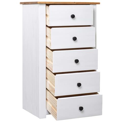 Credenza Bianca 46x40x89 Cm In Legno Massello Di Pino Panama - Foto 1