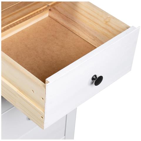 Credenza Bianca 46x40x89 Cm In Legno Massello Di Pino Panama - Foto 8