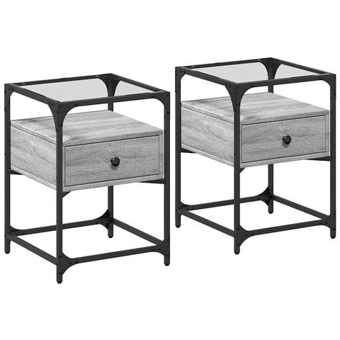 Lusso Casadino - Comodini 2pz Grigio Sonoma 40x40x55 Cm In Legno Multistrato - Foto 1