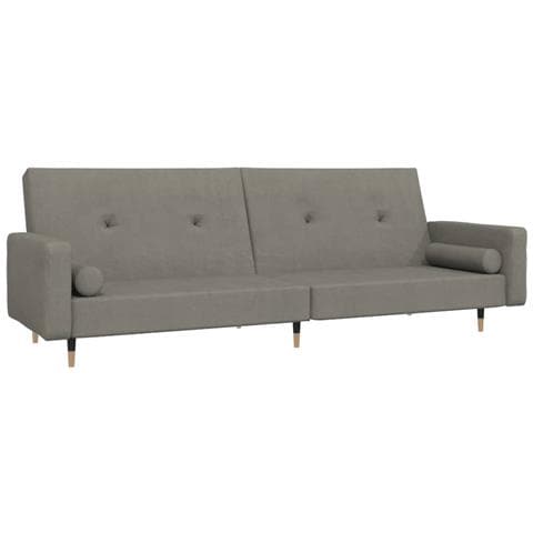 Divano Letto A 2 Posti Con 2 Cuscini Grigio Chiaro In Velluto - Foto 1