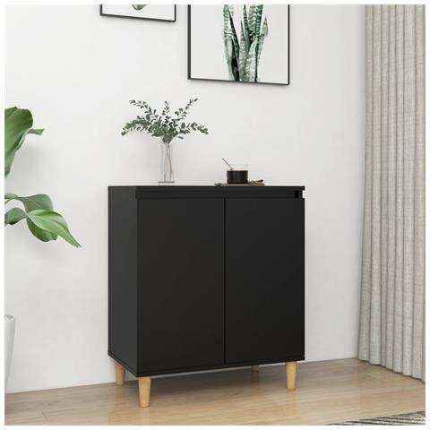 Lusso Casadino -  Credenza Con Gambe Legno Massello Nera 60x35x70 Cm Multistrato - Foto 8