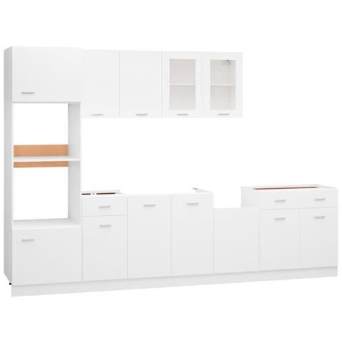 Set Armadi Da Cucina 7 Pz Lyon Bianco In Truciolato - Foto 2