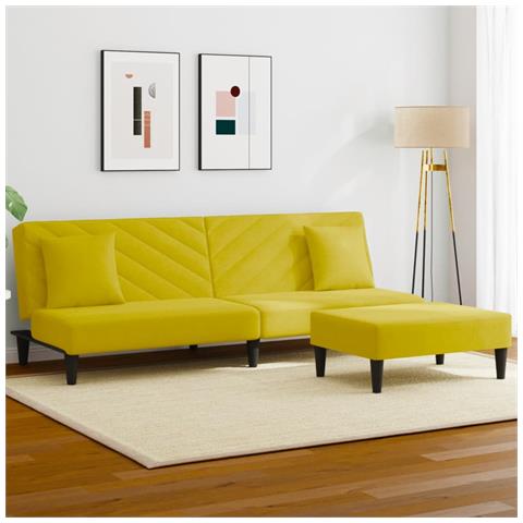 Set di Divani 2 pz con Cuscini Giallo in Velluto - Foto 2