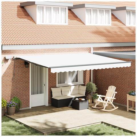 Tenda Manuale Retrattile con LED Bianca 450x300 cm - Foto 2