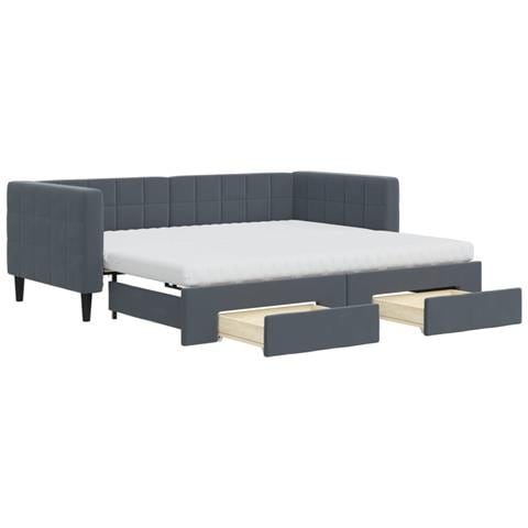 Divano Letto Estraibile Cassetti Grigio Scuro 90x190cm Velluto - Foto 1