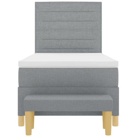 Letto a Molle con Materasso e Panchina Grigio Chiaro 100x200 cm Tessuto - Foto 9