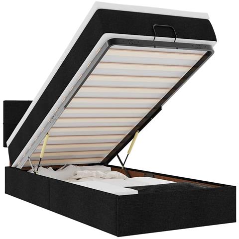 Pouf Letto con Materasso Nero 90x200 cm in Tessuto - Foto 1