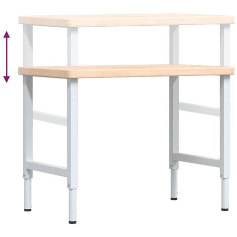 Banco Lavoro 100x60x(73-99,5) cm Legno di Rovere Rettangolare - Foto 9