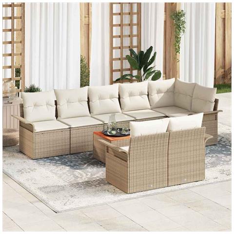 Set Divano da Giardino 9 pcs Beige e Crema 55 x 55 x 37 cm - Foto 2