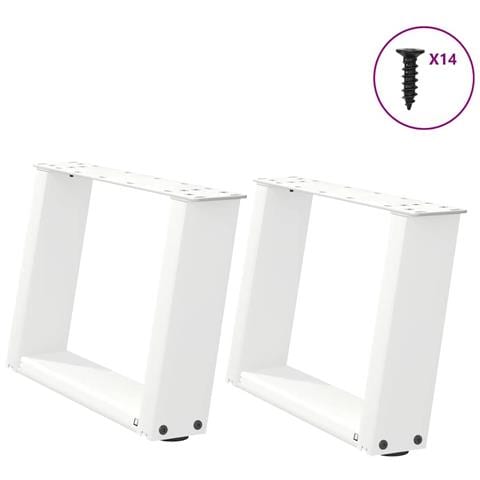 Gambe per Tavolino da Caffè a Forma di U 2 pz Bianche 40x(30-31) cm Acciaio - Foto 1